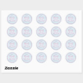 Blauwe Bruiloft Minimalistische Roze Calligrafie   Ronde Sticker (Vel)