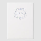 Blauwe bruiloft Monogram Crest Overlay bruiloft Vellum Uitnodigingen (Voorkant)