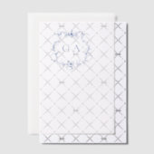 Blauwe bruiloft Monogram Crest Overlay bruiloft Vellum Uitnodigingen (Offset (Uitnodiging))