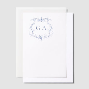 Blauwe bruiloft Monogram Crest Overlay bruiloft Vellum Uitnodigingen
