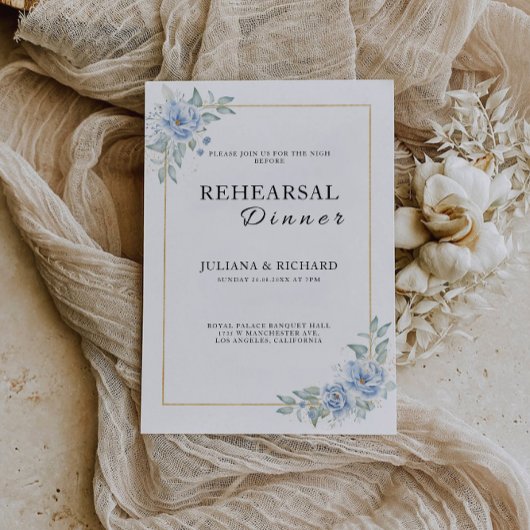 Blauwe bruiloft repetitie diner teken nacht, kaart