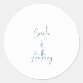 Blauwe bruiloft ronde sticker (Voorkant)