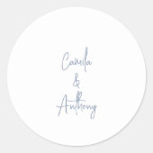 Blauwe bruiloft ronde sticker (Voorkant)
