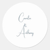 Blauwe bruiloft ronde sticker (Voorkant)