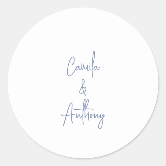 Blauwe bruiloft ronde sticker (Voorkant)