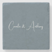 Blauwe bruiloft stenen onderzetter (Voorkant)