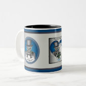 Blauwe bruiloft tweekleurige koffiemok (Voorkant links)