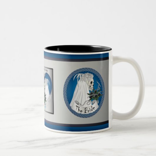 Blauwe bruiloft tweekleurige koffiemok (Rechts)