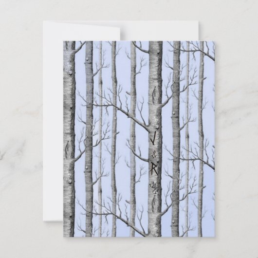 Blauwe bruiloft uitnodigingsbomen kaart (Voorkant)