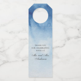 Blauwe bruiloft. Waterverf marine dank u Flessenhanger