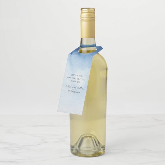 Blauwe bruiloft. Waterverf marine dank u Flessenhanger (Schuin)