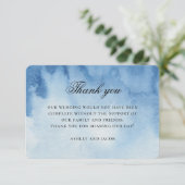 Blauwe bruiloft. Waterverf moderne zee strand Bedankkaart (Staand voorkant)