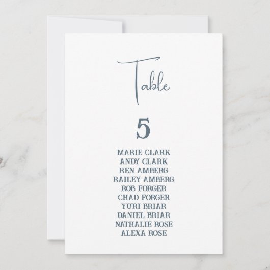 Blauwe bruiloft zitgrafiek kaart (Voorkant)