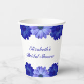 Blauwe Bruiloftsshower met Bloemen Papieren Bekers (Voorkant)