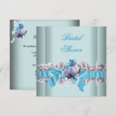 Blauwe Bruiloftsspullen Witte Kanten Garter Kaart (Voorkant / Achterkant)