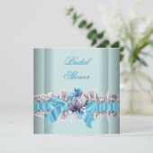 Blauwe Bruiloftsspullen Witte Kanten Garter Kaart (Staand voorkant)