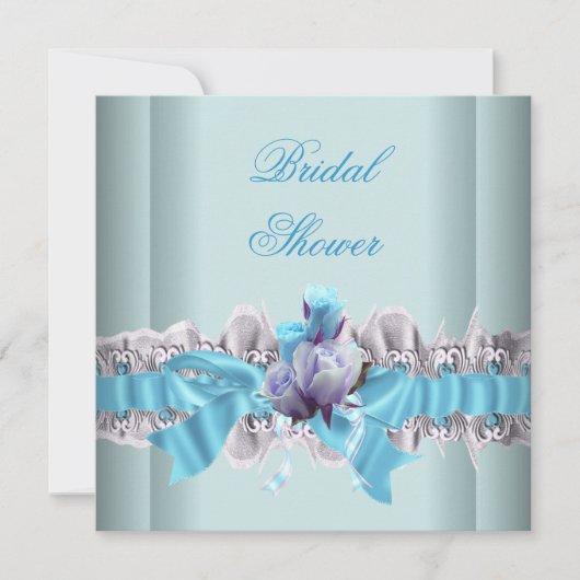 Blauwe Bruiloftsspullen Witte Kanten Garter Kaart (Voorkant)