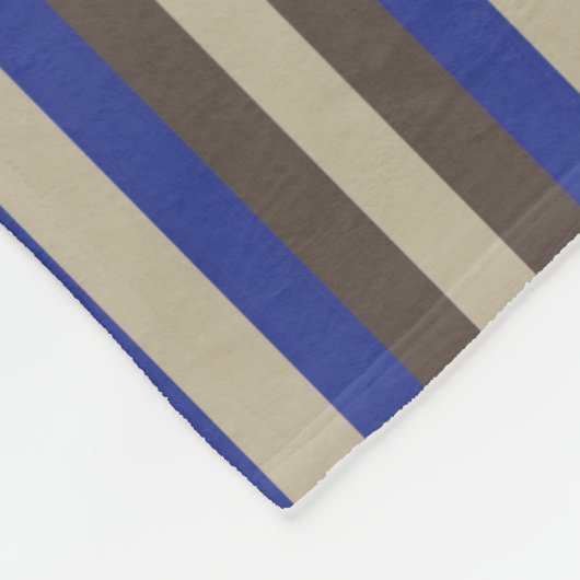 Blauwe bruin beige Verticale streep Fleece Deken (Hoek)
