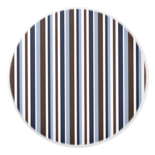 Blauwe bruin en witte stripes keramische knop (Voorkant)