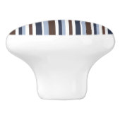 Blauwe bruin en witte stripes keramische knop (Zijkant)