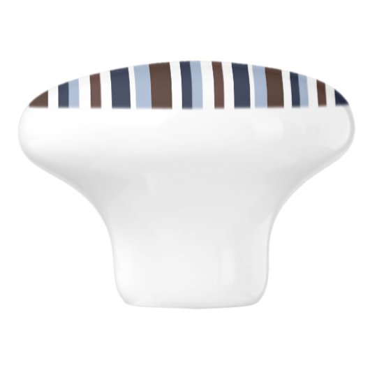 Blauwe bruin en witte stripes keramische knop (Zijkant)