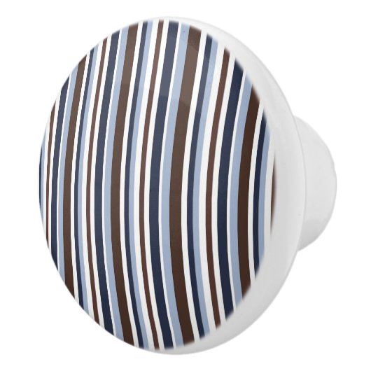 Blauwe bruin en witte stripes keramische knop (Rechts)