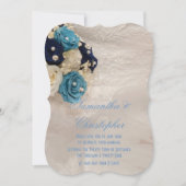 Blauwe bruinbruiden bouquet bruiloft kaart (Voorkant)