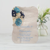Blauwe bruinbruiden bouquet bruiloft kaart (Staand voorkant)
