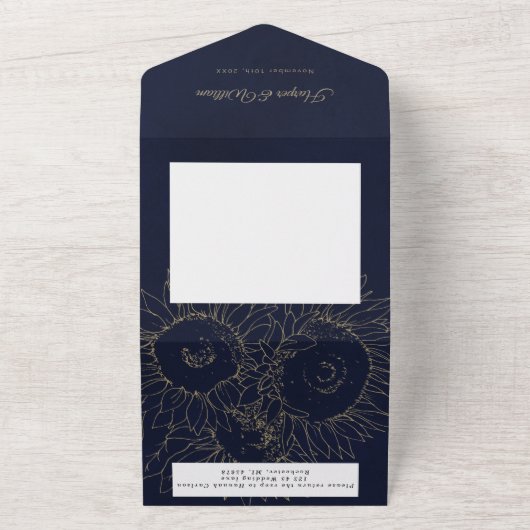 Blauwe bruinbruinbruinbruinbruinkomstenvelop voor all in one uitnodiging (Buitenkant)