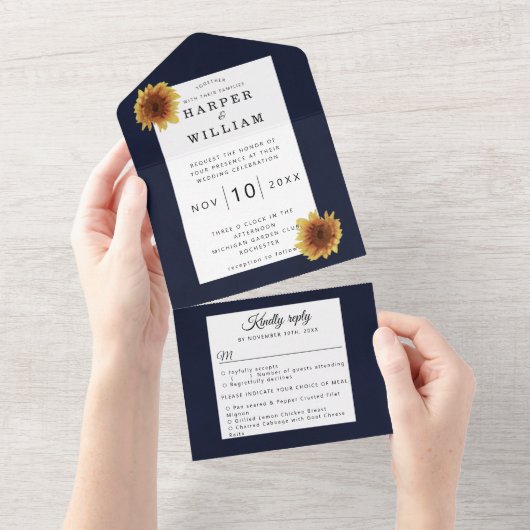 Blauwe bruinbruinbruinbruinbruinkomstenvelop voor all in one uitnodiging (Afscheurbaar)