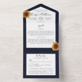 Blauwe bruinbruinbruinbruinbruinkomstenvelop voor all in one uitnodiging (Binnen)