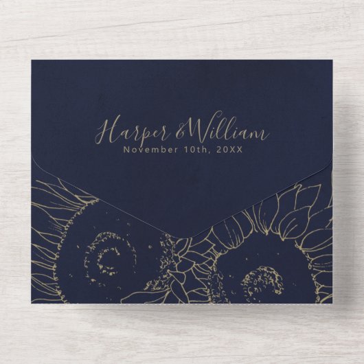 Blauwe bruinbruinbruinbruinbruinkomstenvelop voor all in one uitnodiging (Achterkant)