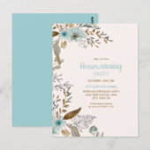 Blauwe bruine bladeren Boho Briefkaart (Voorkant / Achterkant)