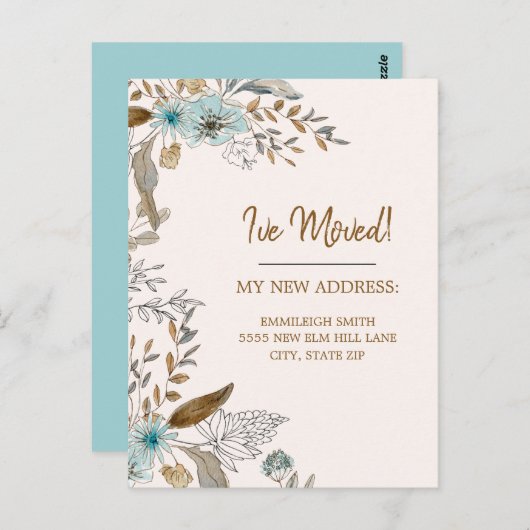 Blauwe bruine bladeren van bruine bladeren briefkaart (Voorkant / Achterkant)