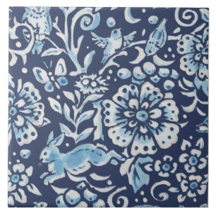 Blauwe bruine Bossen Muurblauw Tegeltje