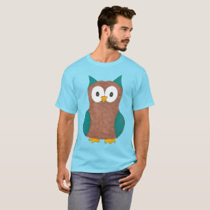 Blauwe bruine Cartoon Owl Eigenaar van vogelpest T-shirt