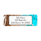 Blauwe, bruine en geelbruine oceaankleurige marmer etiket (Voorkant)