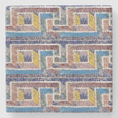 Blauwe bruine en gele mozaïekafdrukken stenen onderzetter (Voorkant)