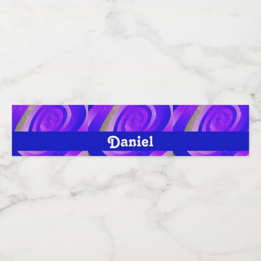 Blauwe, bruine en paarse gradiëntcirkels waterfles etiket (Enkel label)