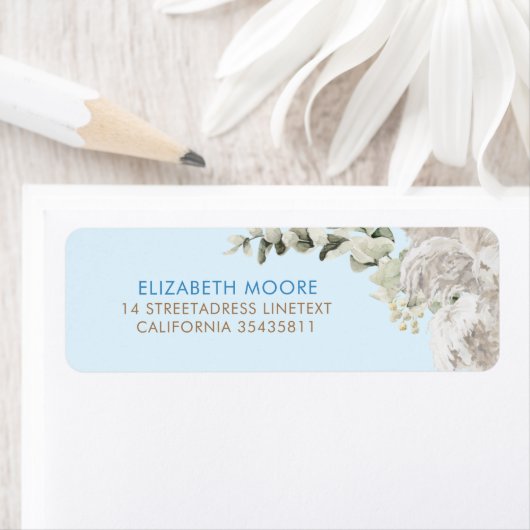 Blauwe bruine en zagerijten etiket (Insitu)