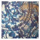 Blauwe bruine gepatterde lantaarn tegeltje (Voorkant)