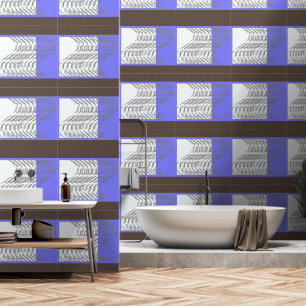 Blauwe + bruine golfverbindingen behang