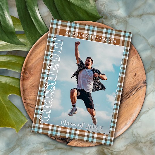 Blauwe bruine goudolie Afstuderen aankondiging