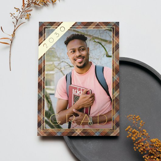 Blauwe bruine goudolie Afstuderen aankondiging