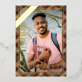 Blauwe bruine goudolie Afstuderen aankondiging (Voorkant)