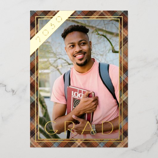 Blauwe bruine goudolie Afstuderen aankondiging (Voorkant)