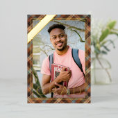 Blauwe bruine goudolie Afstuderen aankondiging (Staand Voorkant)