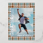 Blauwe bruine goudolie Afstuderen aankondiging (Voorkant)