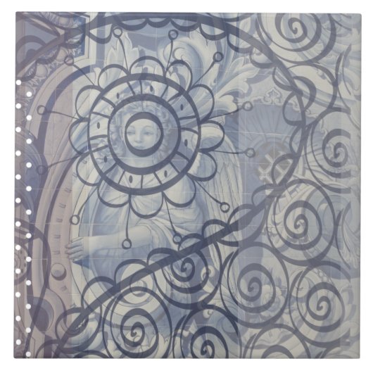 Blauwe bruine grijs met een angel-stijl voor indus tegeltje (Voorkant)