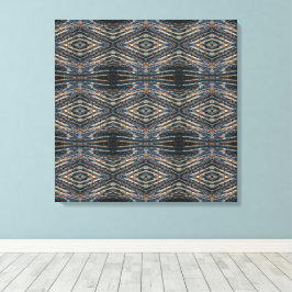 Blauwe & Bruine Houten Balken Foto Perspectief Pat Canvas Afdruk